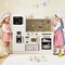 Wooden Kids Kitchen Playset with Chalkboard, Ice Maker, Sink & Lighted Microwave